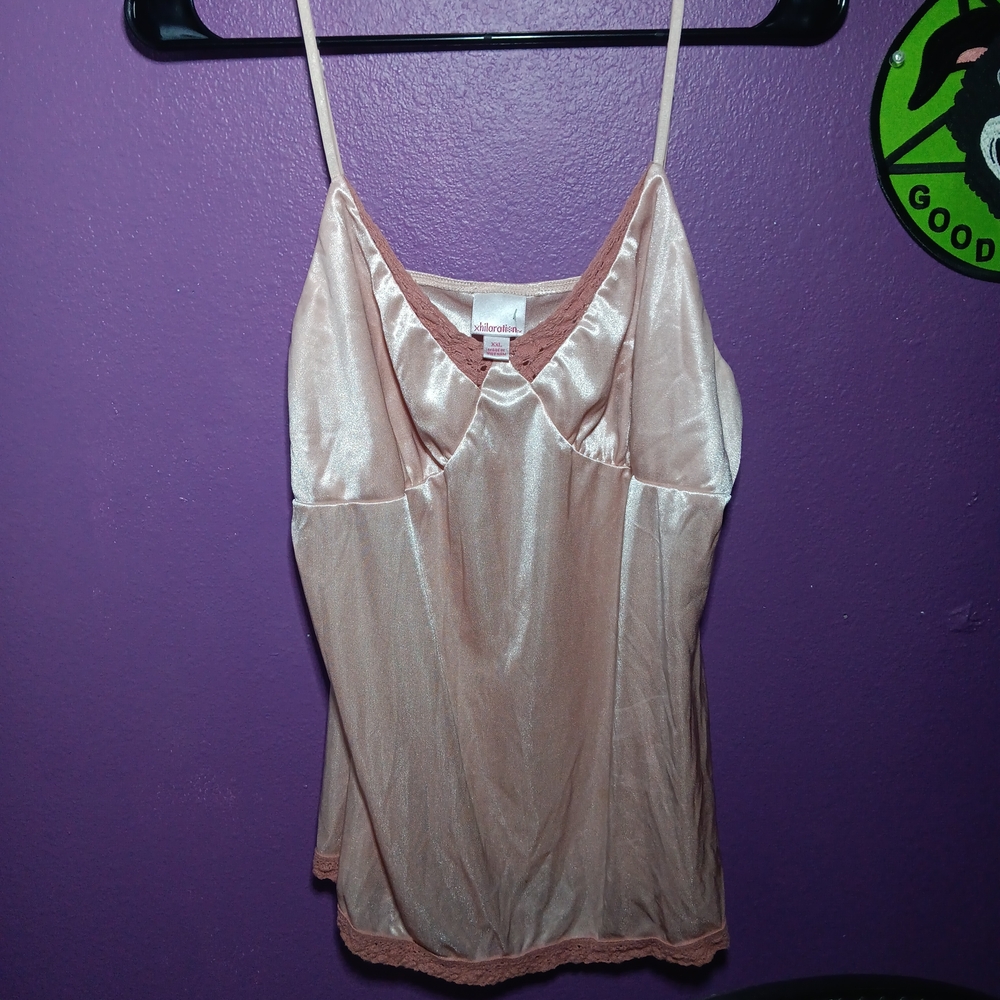 Silk-Look Blush Pink Camisole Top - Unknown Brand
